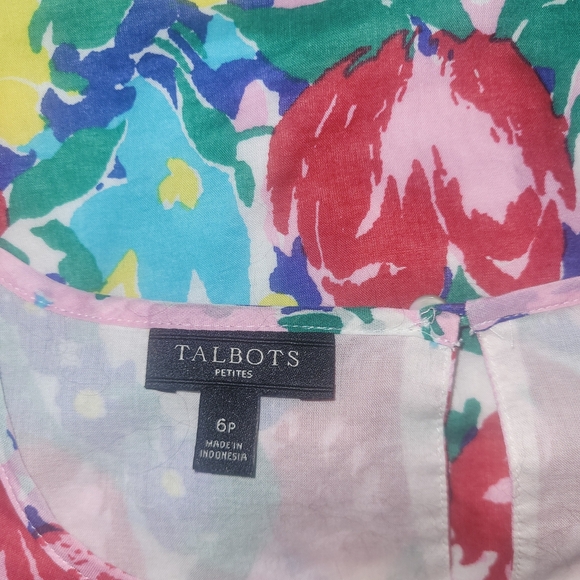Talbots Petites Colorful Floral Sleeveless Top 6P - Picture 6 of 6